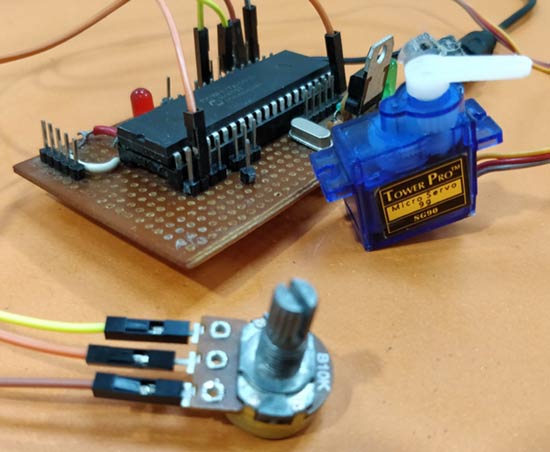 Circuit Hardware for Generating PWM signals on GPIO pins of PIC Microcontroller Controlling Servo Motor