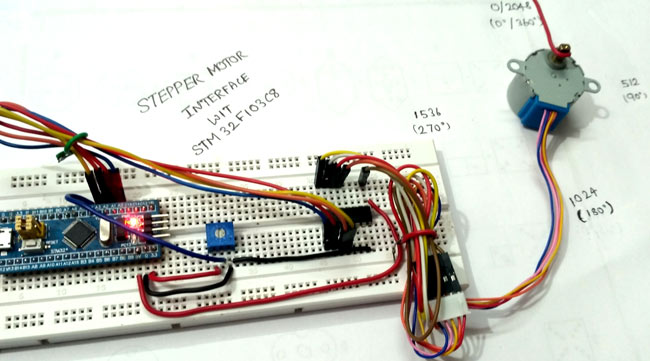 Circuit Hardware for Interfacing Stepper Motor with STM32F103C8