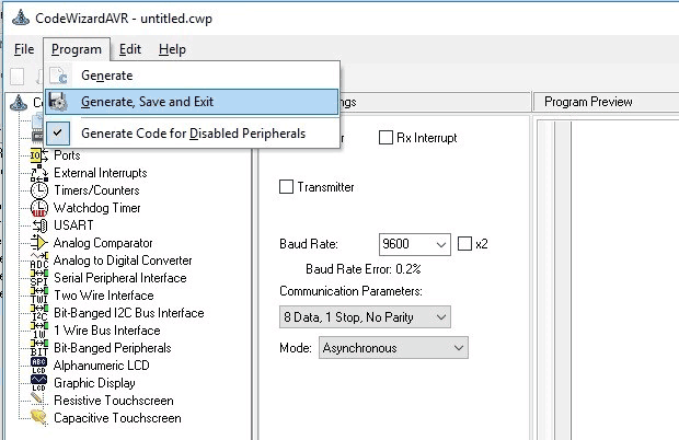 Click on Program then choose Generate Save and Exit