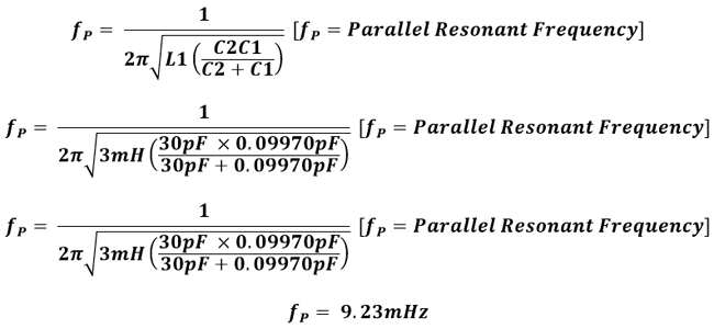Crystal parallel resonant frequency