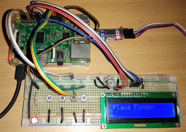 Fingerprint Sensor Interfacing with Raspberry Pi hardware implementation