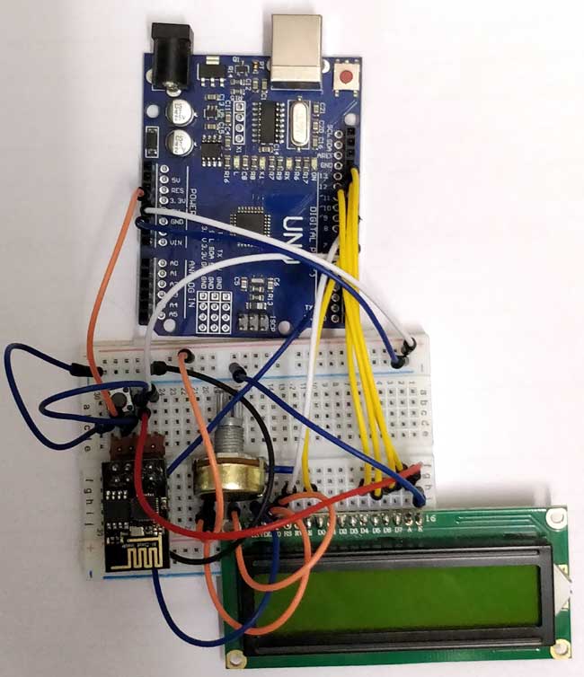 Interfacing Arduino with ESP8266 circuit hardware