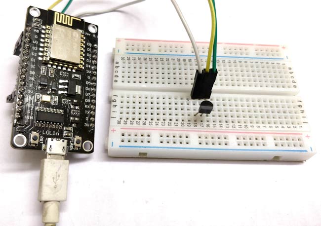 IoT Digital Thermometer circuit hardware using NodeMCU and LM35