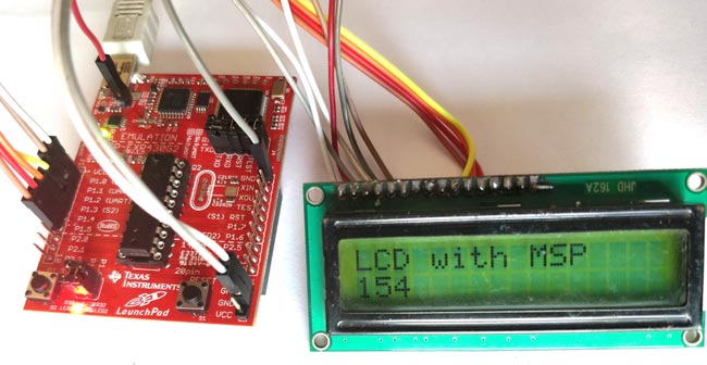 LCD with MSP430G2 LaunchPad in action
