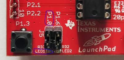 MSP430G2 LaunchPad LED terminal