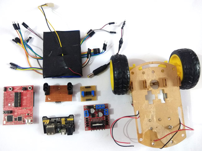 Material Required for Line Follower Robot Using MSP430 LaunchPad