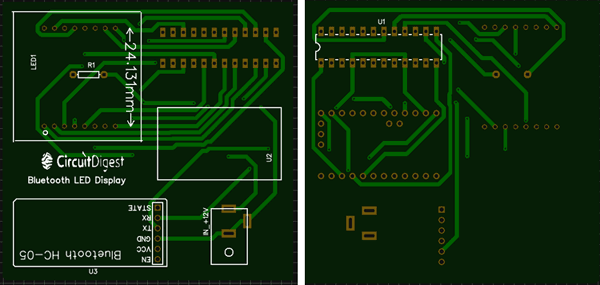 PCB designed using EasyEDA for bluetooth controlled matrix display