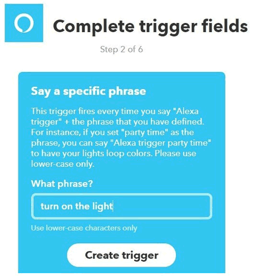 Provide Phrase and create trigger for alexa on IFTT