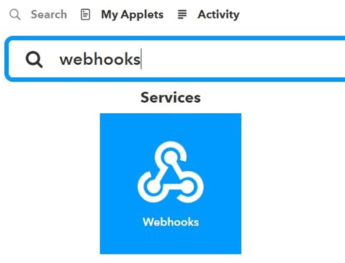 Search for Webhooks in IFTTT