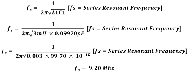 Series resonant frequency of the crystal