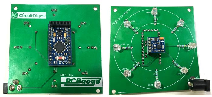 Soldered Components on PCB for Digital Compass