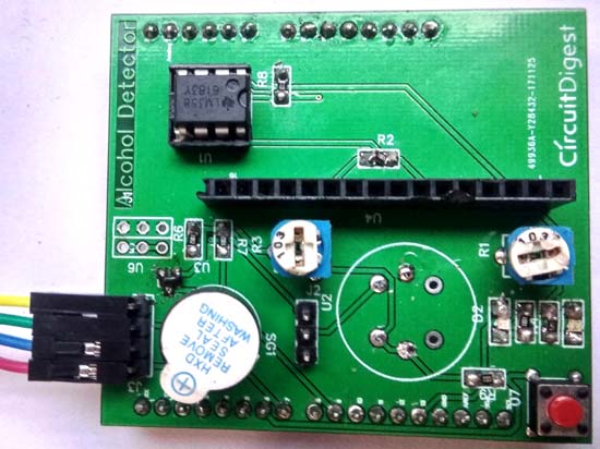 Soldered PCB with components