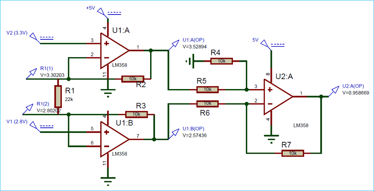 Testing Instrumentation Amplifier Circuit using Op-Amp