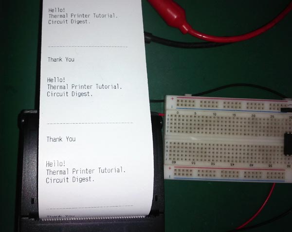 Testing Thermal Printer interfacing with PIC16F877A