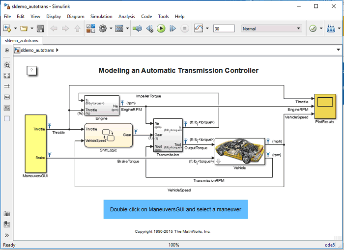 Vehicle auto gear transmission Model example in Simulink
