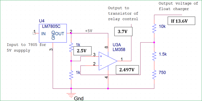 automatic cut off relay section for float charger circuit 1