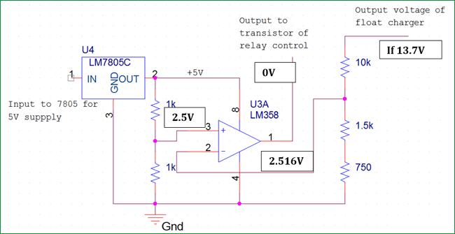 automatic cut off relay section for float charger circuit 2