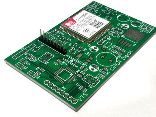 Assembled PCB for GSM Location Tracker