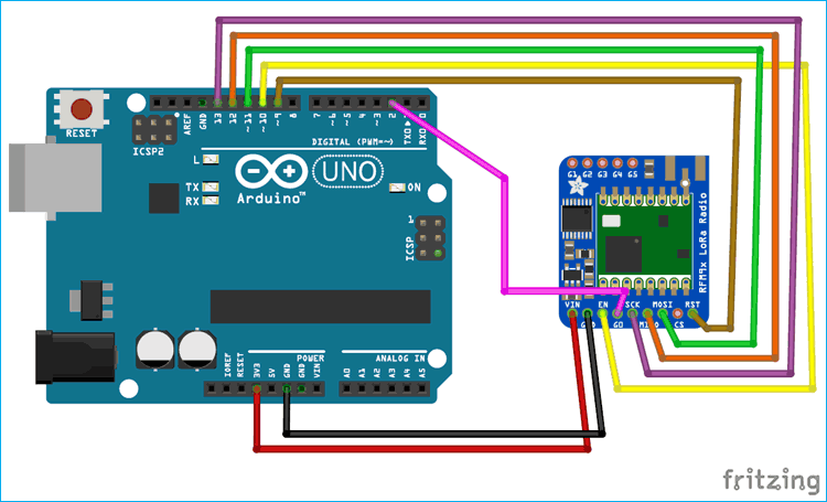 Arduino LoRa Module Connection Circuit Diagram