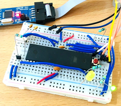Atmega16 Microcontroller Hall Sensor Interfacing on Breadboard