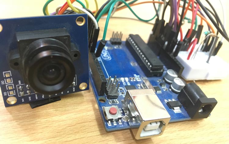 Arduino OV7670 Camera Module Interfacing circuit hardware