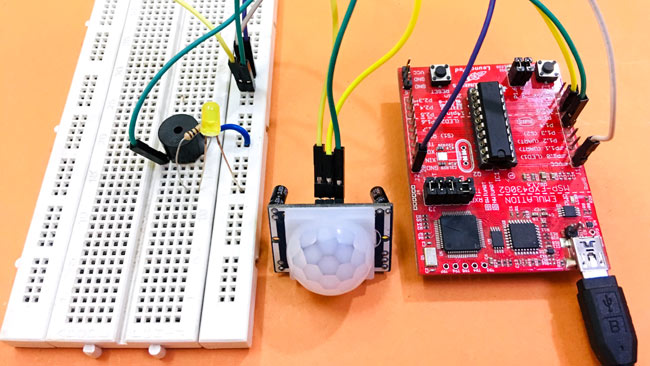 Circuit Hardware for Motion Detector Using MSP430 Launchpad and PIR Sensor