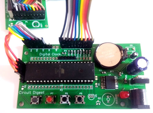 Circuit Hardware for Digital Wall Clock using AVR Microcontroller Atmega16 and DS3231 RTC