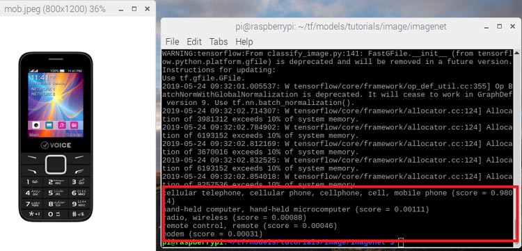 Detecting and Recognizing Phone using TensorFlow and Raspberry Pi