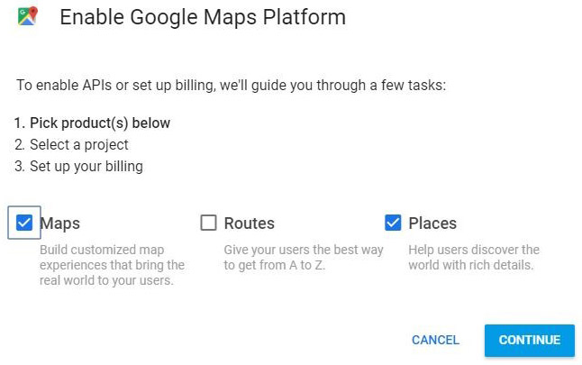 Enable Google Maps Platform