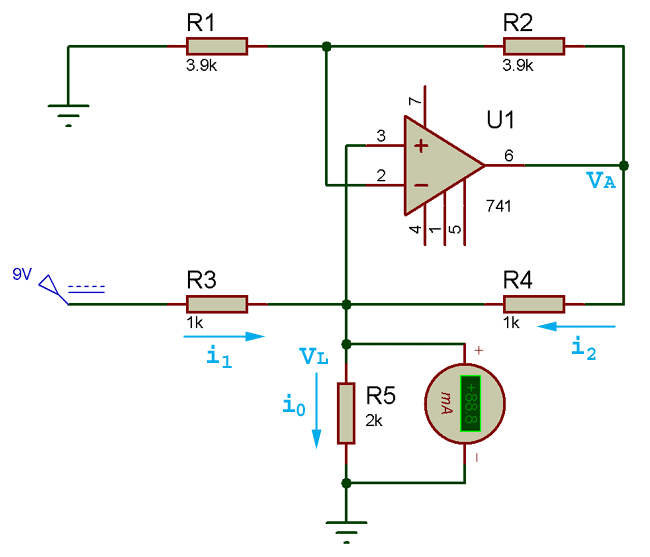 Howland Circuit Current Flow