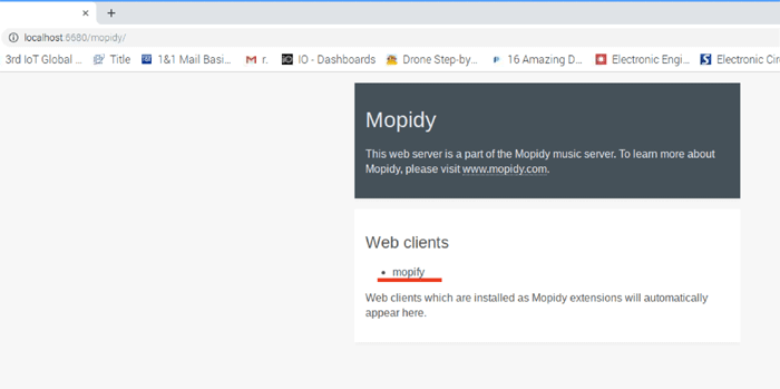 Mopidy web page on localhost