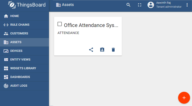 Office Attendance System Assets on Thingsboard