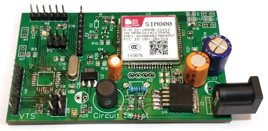 Soldered PCB for GSM Location Tracker