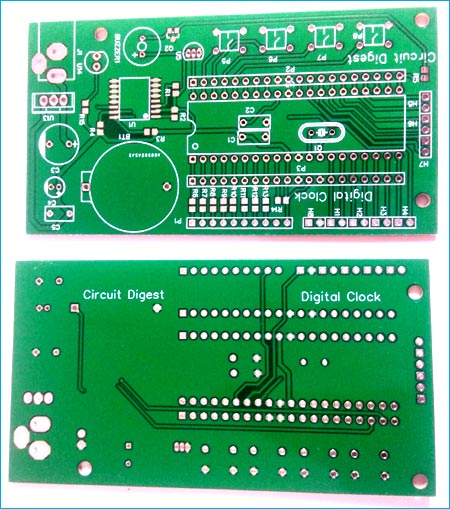 Top and Bottom View of Digital Wall Clock PCB