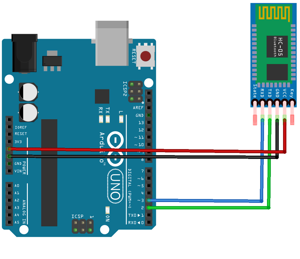 Circuit Connection of Arduino and HC05 module