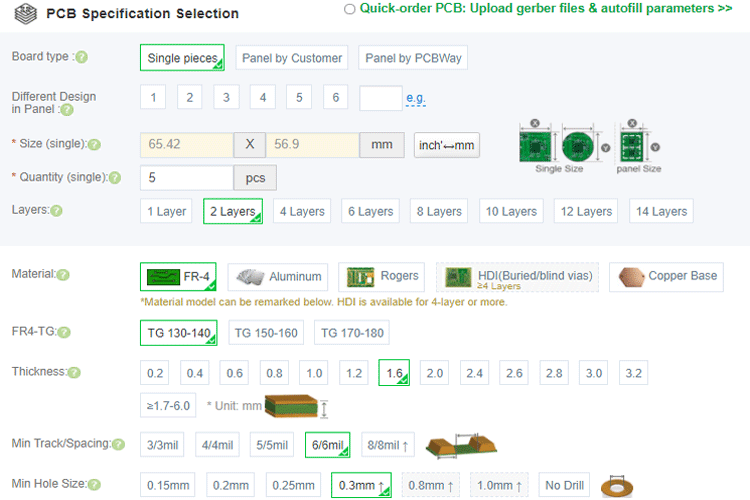 Ordering PCB from PCBWAY