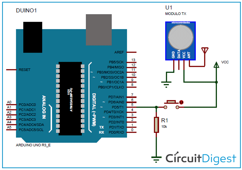 Arduino Wireless Doorbell Transmitter Circuit Diagram