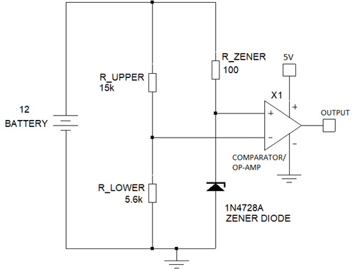 Op-Amp Low Voltage Indicator Circuit 
