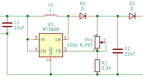 MT3608 Application Circuit Diagram