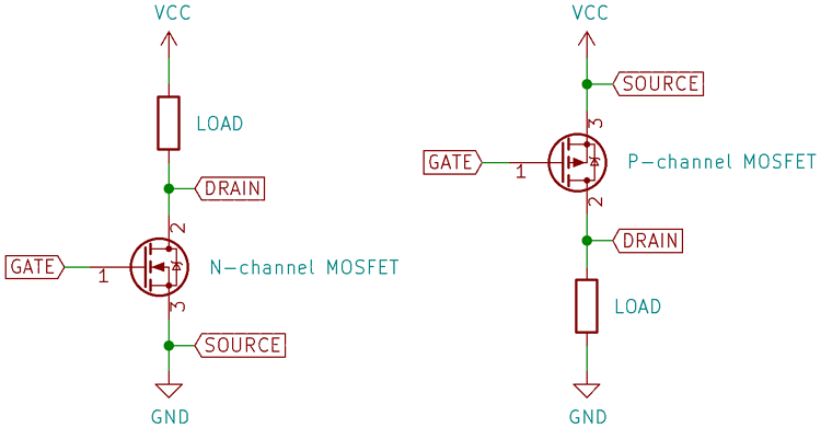 N- and P-Channel MOSFET Switching Configuration