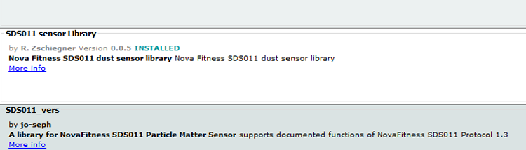 SDS Sensor library by R. Zschiegner