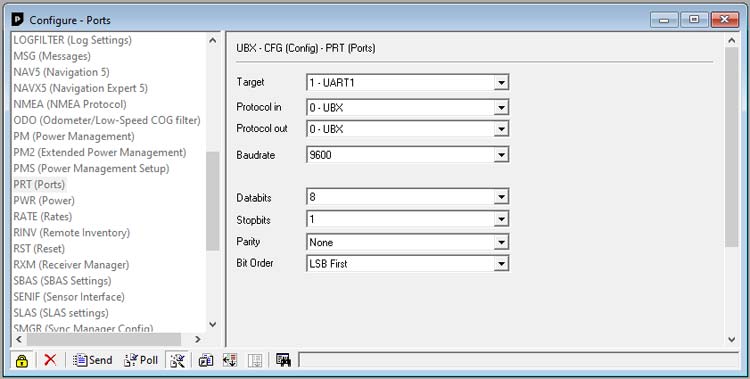 Configure Port on U-center Software