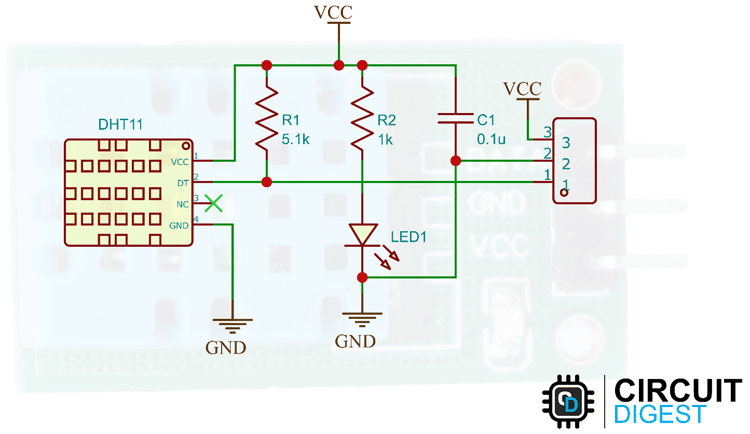 DHT11 Sensor Module Circuit Diagram