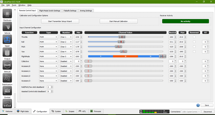 Remote Control Input Setting on LibrePilot GCS