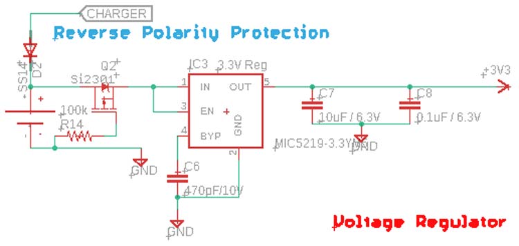 Voltage Regulator Circuit Diagram for Smart Plant Monitoring Device