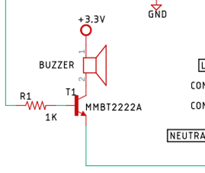 Buzzer circuit with MMB2222A transistor