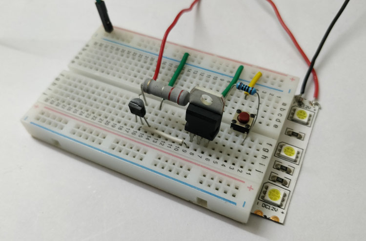 Electronic Fuse Circuit on Breadboard