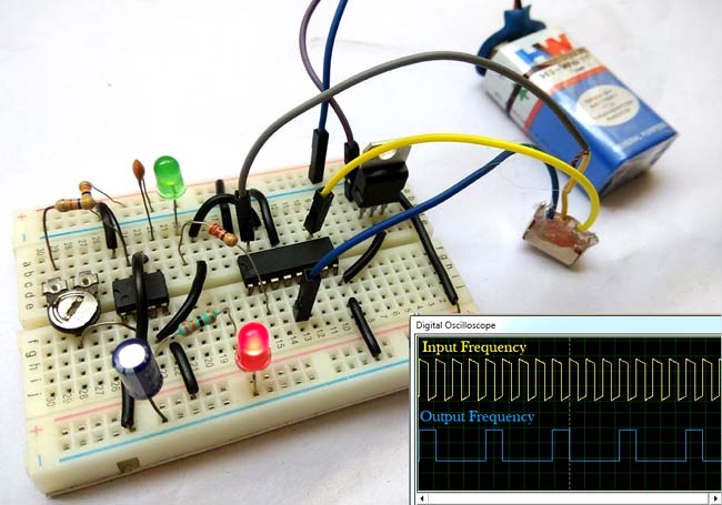 Frequency Divider Circuit using 555 Timer and CD4017