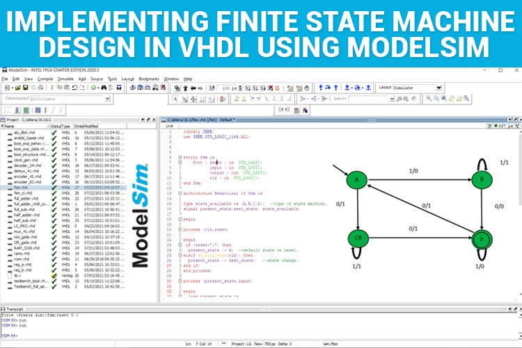 Implementing Finite State Machine Design in VHDL using ModelSim