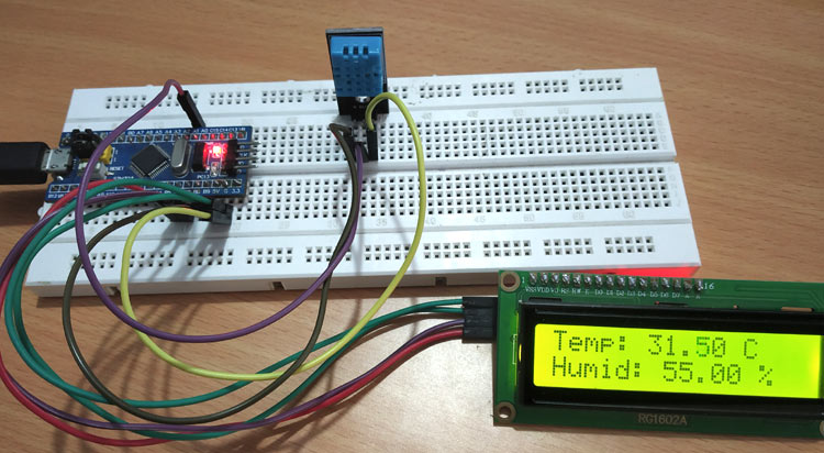Interfacing DHT11 Temperature & Humidity Sensor with STM32F103C8